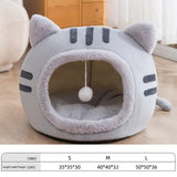 Maxbell Cute Cat Sleeping Bed Kitten Tent Hut Cushion Anti Slip Pet Supplies gray S