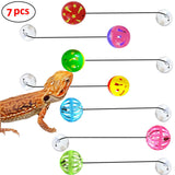 Maxbell 7Pcs Toy Bell Balls with Sucker Pet Supplies for Lizards Reptiles Chinchilla