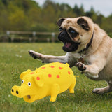 Maxbell Dog Chew Toy, Pet Interactive Durable Rubber Grunting Pig Squeaky Dog Toy Yellow