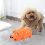 Maxbell Dog Chew Toy, Pet Interactive Durable Rubber Grunting Pig Squeaky Dog Toy Orange