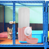 Maxbell Puppy Cat Hanging Bowl with Water Bottle Convenient Water Supply Device Pink