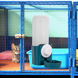 Maxbell Puppy Cat Hanging Bowl with Water Bottle Convenient Water Supply Device Blue