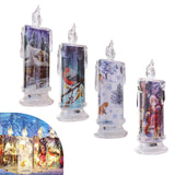 Maxbell Christmas Electronic Candle Christmas Atmosphere Light for Table Window House Pattern