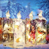 Maxbell Christmas Electronic Candle Christmas Atmosphere Light for Table Window Snowflake Pattern