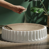 Maxbell Pet Cat Scratcher Pad Scratching Board Toy Corrugated Cardboard Pet Supplies White Diameter 45cm
