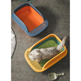 Maxbell Pet Litter Tray Sand Box Container Open Top Bedpan Cat Litter Box with Scoop Yellow Green