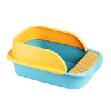 Maxbell Pet Litter Tray Sand Box Container Open Top Bedpan Cat Litter Box with Scoop Yellow Green
