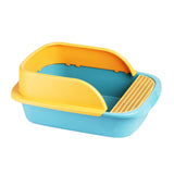 Maxbell Pet Litter Tray Sand Box Container Open Top Bedpan Cat Litter Box with Scoop Yellow Green