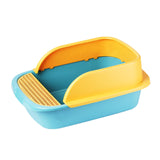 Maxbell Pet Litter Tray Sand Box Container Open Top Bedpan Cat Litter Box with Scoop Yellow Green