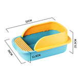 Maxbell Pet Litter Tray Sand Box Container Open Top Bedpan Cat Litter Box with Scoop Yellow Green
