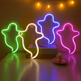 Maxbell Neon Lamp Sign Night Lights Halloween Decor for Holiday Bedroom Birthday White