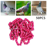 Maxbell 50x 2023 Pigeon Leg Rings Bird Foot Bands for Bantam Finch Canary Pink