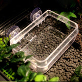 Maxbell Suction Cup Reptile Feeder Dish Water Food Bowl Basin for Chameleon 6.5x13.5x2.5cm Clear