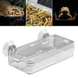 Maxbell Suction Cup Reptile Feeder Dish Water Food Bowl Basin for Chameleon 6.5x13.5x2.5cm Clear