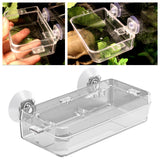 Maxbell Suction Cup Reptile Feeder Dish Water Food Bowl Basin for Chameleon 6.5x13.5x2.5cm Clear