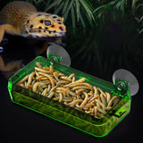 Maxbell Suction Cup Reptile Feeder Dish Water Food Bowl Basin for Chameleon 6.5x13.5x2.5cm Green