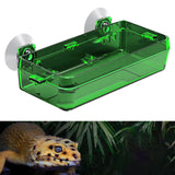 Maxbell Suction Cup Reptile Feeder Dish Water Food Bowl Basin for Chameleon 6.5x13.5x2.5cm Green