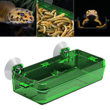 Maxbell Suction Cup Reptile Feeder Dish Water Food Bowl Basin for Chameleon 6.5x13.5x2.5cm Green