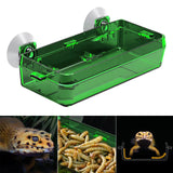 Maxbell Suction Cup Reptile Feeder Dish Water Food Bowl Basin for Chameleon 6.5x13.5x2.5cm Green