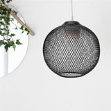 Maxbell Metal Pendant Lamp Shade Wrought Iron Wire Lampshade for Cafe Decoration Round