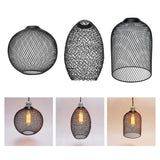 Maxbell Metal Pendant Lamp Shade Wrought Iron Wire Lampshade for Cafe Decoration Round