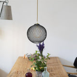 Maxbell Metal Pendant Lamp Shade Wrought Iron Wire Lampshade for Cafe Decoration Round