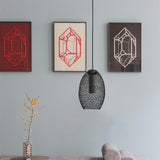 Maxbell Metal Pendant Lamp Shade Wrought Iron Wire Lampshade for Cafe Decoration Oval