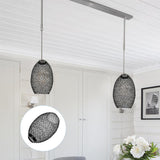Maxbell Metal Pendant Lamp Shade Wrought Iron Wire Lampshade for Cafe Decoration Oval