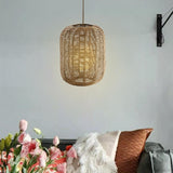 Maxbell Pendant Lamp Shade Paper Rope Rattan Retro Style Woven for Bedroom Hotel
