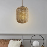 Maxbell Pendant Lamp Shade Paper Rope Rattan Retro Style Woven for Bedroom Hotel