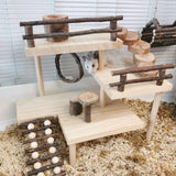 Maxbell Hamster Toy Natural Playground Stairs Platform for Gnawing Pets Squirrel