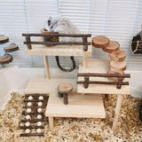 Maxbell Hamster Toy Natural Playground Stairs Platform for Gnawing Pets Squirrel