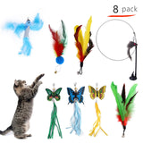 Maxbell 8Pcs Cat Feather Toy Exercise Kitten Playing Kitty Teaser Toy
