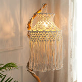 Maxbell Macrame Tassel Lamp Shade Pendant Light Cover Hand Woven for Nursery Party