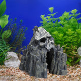 Maxbell Aquatic Skull Mountain Decor Aquarium Cave Ornament Stone Landscape Reptile