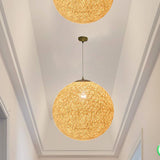Maxbell Rattan Ball Lantern Pendant Lamp Chandelier Hanging Light for Farmhouse 25cm