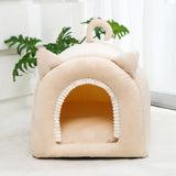 Maxbell Cave Bed Hut Small Dog Bed Kitten Bed Cat Houses Comfortable Soft Beige