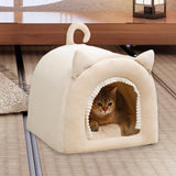 Maxbell Cave Bed Hut Small Dog Bed Kitten Bed Cat Houses Comfortable Soft Beige