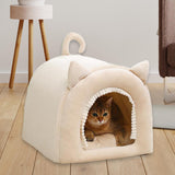 Maxbell Cave Bed Hut Small Dog Bed Kitten Bed Cat Houses Comfortable Soft Beige