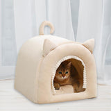 Maxbell Cave Bed Hut Small Dog Bed Kitten Bed Cat Houses Comfortable Soft Beige