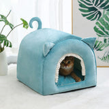 Maxbell Cave Bed Hut Small Dog Bed Kitten Bed Cat Houses Comfortable Soft Blue