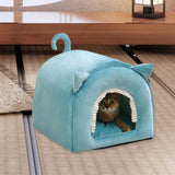 Maxbell Cave Bed Hut Small Dog Bed Kitten Bed Cat Houses Comfortable Soft Blue