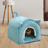 Maxbell Cave Bed Hut Small Dog Bed Kitten Bed Cat Houses Comfortable Soft Blue