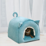 Maxbell Cave Bed Hut Small Dog Bed Kitten Bed Cat Houses Comfortable Soft Blue