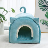 Maxbell Cave Bed Hut Small Dog Bed Kitten Bed Cat Houses Comfortable Soft Blue