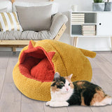 Maxbell Semi Enclosed Cat Bed Cave Cozy Comfortable Warm Nest Cat House Fleece