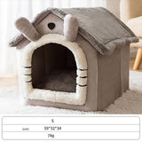 Maxbell Dog Bed House Removable Cushion Soft Plush Semi Enclosed Cute Cat Bed Gray