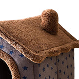 Maxbell Dog Bed House Removable Cushion Soft Plush Semi Enclosed Cute Cat Bed Brown