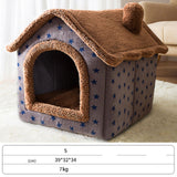 Maxbell Dog Bed House Removable Cushion Soft Plush Semi Enclosed Cute Cat Bed Brown