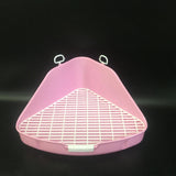 Maxbell Rabbit Litter Box with Grid Potty Trainer for Rabbit Bedding Supplies Cage Pink